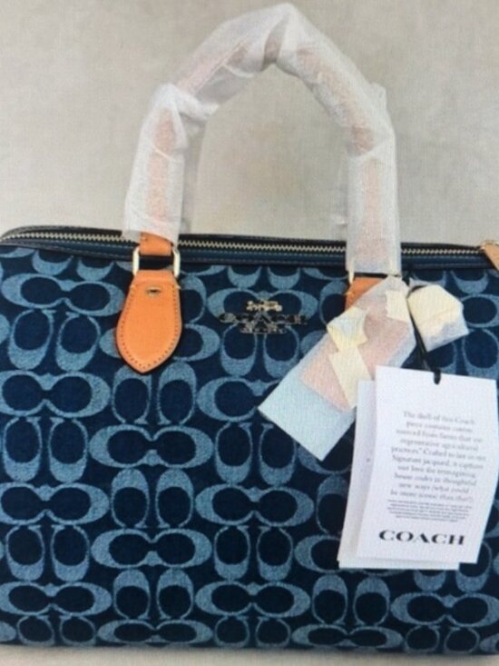 Coach Rowan Satchel Bag In Signature Denim Canvas NWT CY699 - Picture 1 of 6